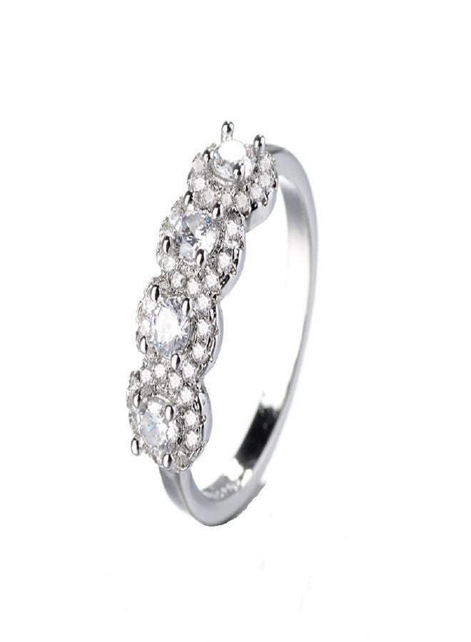 LVSHI Fashion Ring Women 925 Silver Princess Cut White Topaz CZ Simulated Diamond Wedding Engagement Ring Engagement Wedding Band Ring for Women Size 6-11 (Size 6), C10 - Image 1